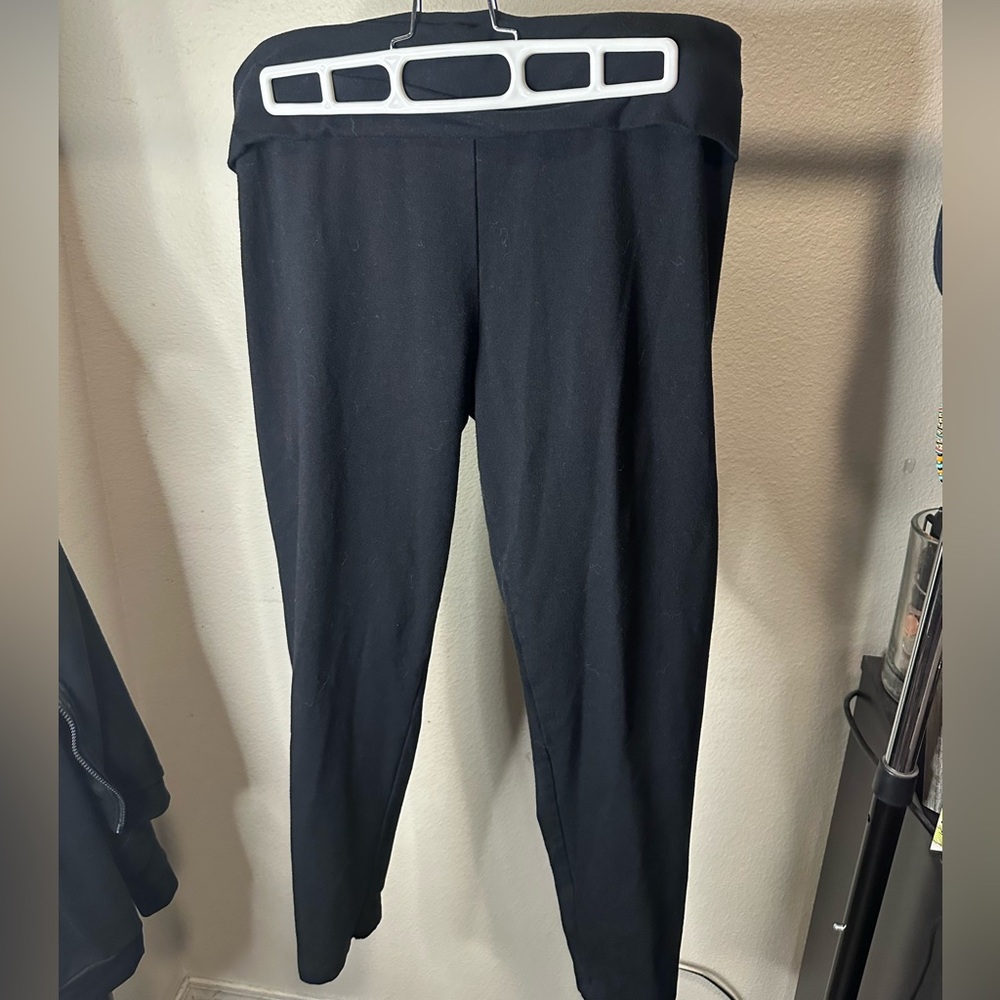 Plain black fold over leggings